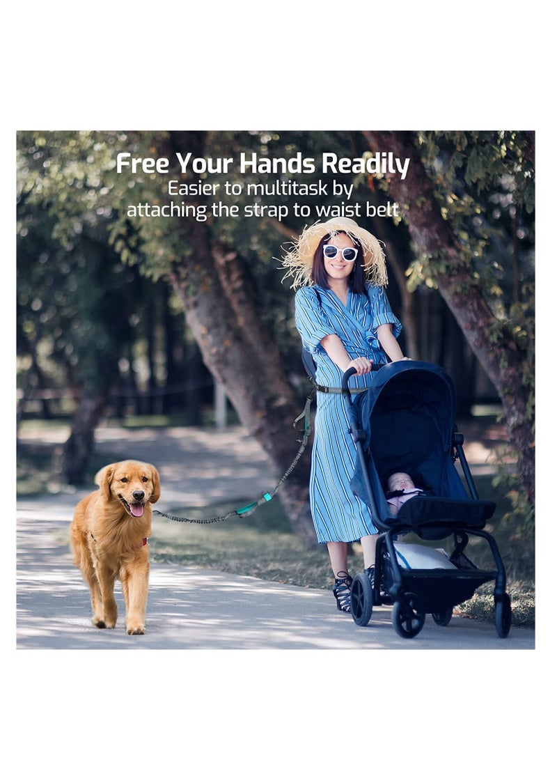 مقود للكلاب، مقود للكلاب قابل للسحب بدون استخدام اليدين مع حزام خصر قابل للتعديل للكلاب المتوسطة والكبيرة، ومقابض مبطنة مزدوجة، وحبل مطاطي قابل للسحب، وغرز عاكسة للمشي لمسافات طويلة والجري وركوب الدراجات - Image 4